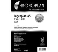 Chronoplan 50221 Calendrier 2021 Agenda journalier A5 (148 x 210 mm) Idéal pour planifier quotidiennement détaillé Plusieurs trous (1 jour sur 1 page) Blanc