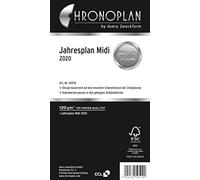 Chronoplan 50500 Calendrier 2020 (plan annuel Midi (96 x 172 mm), calendrier de rechange, perforation universelle, à rabat (avec pliage Leporello), blanc