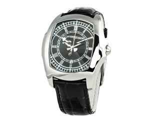 ChronoTech Men's Stainless Steel Quartz Watch with Leather Strap, Black, 18 (Mod