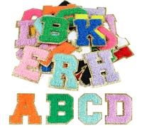 CHRORINE Lot de 26/52/104 patchs autocollants en chenille avec lettres de A à Z, peuvent également être cousus ou repassés, autocollants pour vêtements, sacs, chapeaux (52, multicolore, hauteur 2,16
