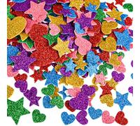 CHRORINE Lot de 350 autocollants en mousse en forme de cœur pour la Saint-Valentin, fournitures de mariage, loisirs créatifs, paillettes multicolores