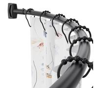 Chrsouly Tringle à rideau de douche incurvée réglable extra large de 106,7 à 188 cm, antirouille, en acier inoxydable de qualité supérieure, pour salle de bain, à percer, noir