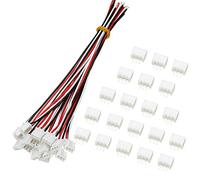CHRYE Lot de 20 mini connecteurs JST XH 3 broches 2,54 mm avec fils 24 AWG silicone noir, blanc, rouge, câbles 150 mm, moderne