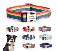 CHRYMPETIC Collier personnalisable avec nom - Collier personnalisé en polyester pour chien - Tour de cou réglable, confortable, durable et vibrant pour animal de compagnie (motif-A, XL (43,2 à 71,1 cm