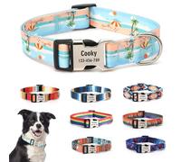 CHRYMPETIC Collier personnalisable avec nom - Collier personnalisé en polyester pour chien - Tour de cou réglable, confortable, durable et vibrant pour animal de compagnie (motif-H, XL (43,2 à 71,1 cm