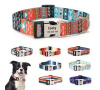 CHRYMPETIC Collier personnalisable avec nom - Collier personnalisé en polyester pour chien - Tour de cou réglable, confortable, durable et vibrant pour animal de compagnie (motif-E, S (26,7 à 43,2 cm)