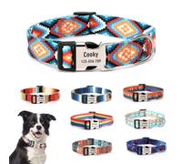 CHRYMPETIC Collier personnalisable avec nom - Collier personnalisé en polyester pour chien - Tour de cou réglable, confortable, durable et vibrant pour animal de compagnie (motif-B, XL (43,2 à 71,1 cm
