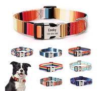 CHRYMPETIC Collier personnalisable avec nom - Collier personnalisé en polyester pour chien - Tour de cou réglable, confortable, durable et vibrant pour animal de compagnie (motif D, L (38,1 à 61 cm))