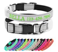 CHRYMPETIC Collier personnalisé pour chien avec nom brodé et téléphone, collier en nylon pour chien avec support en silicone pour AirTag, doublure en néoprène, boucle à dégagement rapide en plastique