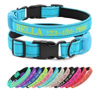 CHRYMPETIC Collier personnalisé pour chien avec nom brodé et téléphone, collier en nylon pour chien avec support en silicone pour AirTag, doublure en néoprène, boucle à dégagement rapide en plastique