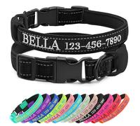 CHRYMPETIC Collier personnalisé pour chien avec nom brodé et téléphone, collier en nylon pour chien avec support en silicone pour AirTag, doublure en néoprène, boucle à dégagement rapide en plastique