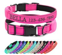 CHRYMPETIC Collier personnalisé pour chien avec nom brodé et téléphone, collier en nylon pour chien avec support en silicone pour AirTag, doublure en néoprène, boucle à dégagement rapide en plastique