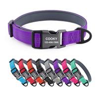CHRYMPETIC Collier pour chien personnalisé en nylon avec nom, options multicolores, rembourrage doux, confortable, réglable, robuste boucle à dégagement rapide - Laisse assortie disponible (violet)