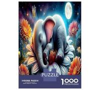 Chrysanthème Arc-en-Ciel Jigsaw Puzzle Jeu De Décompression 1000 Pièces Sleeping éléphant Puzzle Art Déco Idées Cadeaux pour Adultes Et Enfants À Partir De 12 Ans 52x38cm/1000pcs