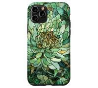 Chrysanthème Naissance Novembre Fleur Floral Teinté Vert Coque pour iPhone 11 Pro