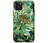 Chrysanthème Naissance Novembre Fleur Floral Teinté Vert Coque pour iPhone 11 Pro Max