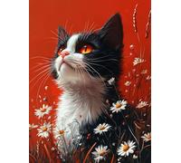 Chrysanthème Peinture Numero Adulte-Le Chat 2 Peinture par Numéro Adultes débutants, avec Peinture Pinceaux et Acryliques Bricolage Peintures Kits d'Art, par Décoration Murale Cadeaux 60x80cm n0n0-967