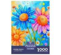Chrysanthèmes Arc-en-Ciel Puzzle 1000 Pièces - Puzzle Cozy Soir D’Hiver, Carton Premium, Challenge en Duo, Poster pour Déco, 38x26cm/1000pcs