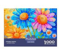 Chrysanthèmes Arc-en-Ciel Puzzle 1000 Pièces - Puzzle Relaxant pour Ados & Adultes, Pièces Épaisses Limitant La Poussière, Poster Mural Inclus, 70x50cm/1000pcs