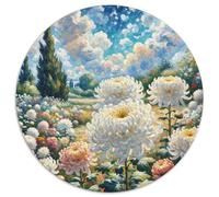 Chrysanthemum, Puzzle Rond 1000 Pièces Agrémenté De, Parfait pour Un Dimanche Pluvieux À La Maison 1000pcs (67.5x67.5cm)