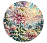 Chrysanthemum, Puzzle Rond 1000 Pièces Agrémenté De, Parfait pour Un Dimanche Pluvieux À La Maison 1000pcs (67.5x67.5cm)
