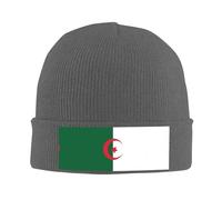 Chrysm Drapeau de l'Algérie Bonnet en tricot doux et chaud pour homme et femme - Bonnet noir pour activités de plein air et accessoire élégant, Deep / Chiné, taille unique