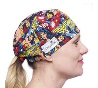 CHRYSVAL - Calot Court BD Wonder Woman - Bonnet Chirurgical Ou Calot Cuisine Unisexe 100% Coton Oeko-Tex - Réglable Avec Attaches - Made In France