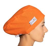CHRYSVAL - Calot Couvrant Mandarine - Bonnet Médical ou Calot Cuisine Unisexe 100% Coton Oeko-Tex - Réglable Avec Attaches Et Elastique