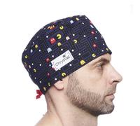 Chrysval - Calot Couvrant Pac Man - Bonnet Médical ou Calot Cuisine Unisexe 100% Coton Oeko-Tex - Réglable Avec Attaches Et Elastique - Made In France
