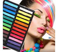 CHSEEO 24 Couleurs Craies pour Cheveux, Craie pour Cheveux Enfant Lavable a l eau, pour Les Enfants, Adultes pour Soirée, Festivals, Performance, Long
