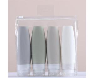 CHSEEO 4Pcs Flacons de Voyage en Silicone Bouteille de Voyage Contenant Cosmetique pour Liquides Huile Solaire Crème Shampooing Lotion Gel Douche, Parfait pour Voyage 60ml #3
