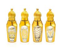 CHSEEO Flacons roll-on pour huiles essentielles 14 ml, lot de 4 flacons en verre vides, flacons ambrés rechargeables avec protection UV pour l'aromathérapie, le massage et les soins de la peau