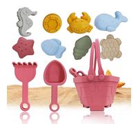 CHSEEO Jeux de Plage, Plage Bebe en Silicone, Jouet de Plage Enfant, 11 Pièces avec Seau Plage Pliant, Modèle Animal, pour Bac a Sable Intérieur Extérieur Jouets de Jardin