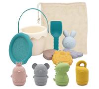 CHSEEO Jeux de Plage, Plage Bebe en Silicone, Jouet de Plage Enfant, 11 Pièces avec Seau Plage Pliant, Modèle Animal, pour Bac a Sable Intérieur Extérieur Jouets de Jardin