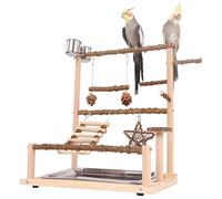 CHSEEO Jouets pour Perroquets et Perruches, Perchoir à Oiseaux, Accessoires pour Cage avec un Plateau, 2 Mangeoires, Échelles et des Balançoires, Grand Aire de Jeux pour Perruche Calopsitte Conure