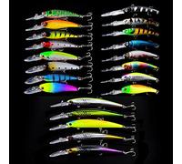 CHSEEO Kit de Pêche 21 Pièces - Appâts Spinnerbaits, Crankbait, Crochets pour Eau de Mer et Douce