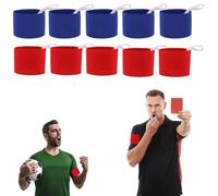 CHSEROK 10 Pièces Brassard Capitaine Foot, Brassard Securite Réglable Rouge et Bleu, Brassards de Capitaine Élastique avec Cordon et Patch Adhésif, pour Football, Rugby, Tennis