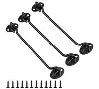 CHSEROK 3 Pièces 200mm Crochet Fermeture Porte, Crochets de Cabine, Noir Quincaillerie de Portes et Loquets, Loquet Porte Exterieur avec œillets, avec 12 Vis, pour Maison, Jardin, Clôture