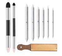 CHSEROK 9 Pièces Kit Estompe en Papier, Dont Estompe Dessin Double Tête, Blender à Papier, Bloc de Papier de Verre pour Crayon, Accessoire Dessin Estompeur, pour Dessin et Conception Artistique