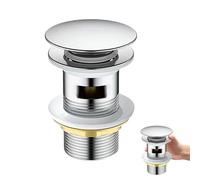 CHSEROK Bonde Lavabo Salle de Bain, Prévention des Fuites Bonde Clic Clac Lavabo G1 1/4", Bouchon Lavabos Universel avec Joint, Argent, pour Salle de Bain, Cuisine, Toilettes