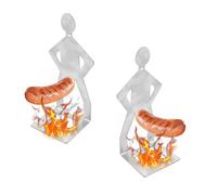 CHSEROK Lot de 2 grilles de barbecue à saucisses, en acier inoxydable, 205 x 75 mm, support de barbecue pour hot-dog, accessoires de barbecue pour homme, pour barbecue, cadeaux