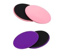 CHSEROK Lot de 4 Disques Coulissants de Fitness - Diamètre 17,5 cm - Double Face 2 en 1 - Rose et Violet - pour Yoga, Musculation, Abdominaux, Entraînement Corps Complet