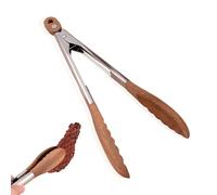 CHSEROK Pince de Cuisine 29 cm, Bois de Noyer Pince à Viande Cuisine, Pinces à Griller Multifonctionnel avec Trous de Suspension, pour Cuisiner, Griller, Mélanger