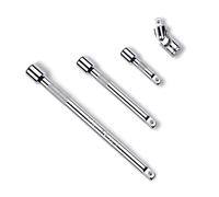 CHSEROK Rallonge Cliquet, 4 Pièces Rallonge 1/4, Cle a Bougie 150mm 100mm 50mm et 45 mm de Joint Réglage Multi-angle, Rallonge Clef à Cliquet pour ouille, Forets, Tournevis
