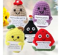 CHSG 5PCS Souvenirs De Soutien Émotionnel, Cadeau De Ccadeaux De Positivité Tricotés Amusants pour Amis, Bureau, Décoration Fête, Soutien Émotionnel avec Carte d'Encouragement Pomme Terre Positive