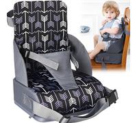 CHSG Rehausseur Chaise Enfant, Siège De Table Portable Et Pliable Avec Boucle De Sécurité, Facile à Nettoyer Sangles, Coussin Rehausseur Chaise Enfant, Convient Aux Enfants De 6 Mois à 4 Ans(Noir)