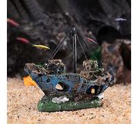 CHSG Résine Artificielle Aquarium Naufrage Pêche Bateau Décor Poisson Réservoir Aménagement Paysager Décor, pour Une Utilisation dans L'aquarium, La Fontaine, Les Ornements Décorés De Bricolage