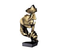 CHSG Silence Is Golden Sculpture Moderne Minimaliste Abstraite Artisanat, Salon Meuble à Vin Chambre, Visage Cassé Penseur Créatif Ornement Souvenir Real Life Art Intéressant Statue Décor Cadeau Vivid