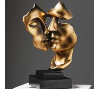 CHSG Silence Is Golden Sculpture Moderne Minimaliste Abstraite Artisanat, Salon Meuble à Vin Chambre, Visage Cassé Penseur Créatif Ornement Souvenir Real Life Art Intéressant Statue Décor Cadeau Vivid