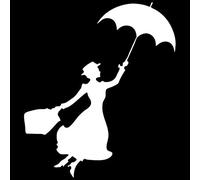 CHSLO Autocollant de Voiture 15,8 cm * 18,3 cm Mary Poppins Mode Voiture Styling Décor Vinyle Voiture Autocollant Noir/Argent
